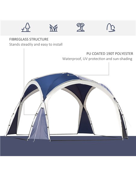 Outsunny 3.5 x 3.5M Gazebo Outdoor Marquee Tent Garden Sun Shelter Patio Spire Arc Pavilion Camp Sun Shade Blue and Grey - pic 19099 | FastDaddyshop