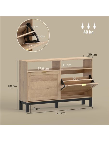 HOMCOM Shoe Cabinet with 2 Flip Drawers, Narrow Shoe Storage Top for Entryway Hallway, Walnut Brown - pic 190995 | FastDaddyshop