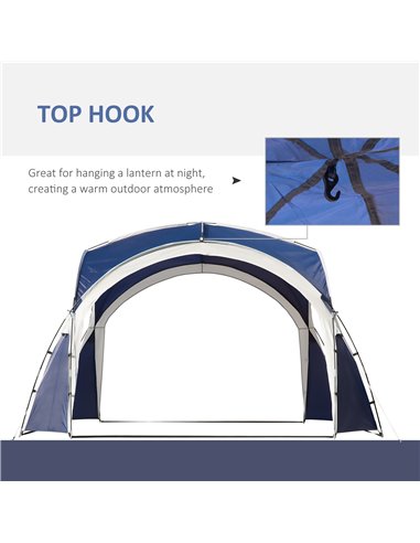 Outsunny 3.5 x 3.5M Gazebo Outdoor Marquee Tent Garden Sun Shelter Patio Spire Arc Pavilion Camp Sun Shade Blue and Grey