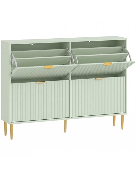 HOMCOM Elegant Four-Drawer Shoe Cabinet - Light Green - pic 191002 | FastDaddyshop