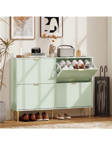 HOMCOM Elegant Four-Drawer Shoe Cabinet - Light Green - pic 191003 | FastDaddyshop