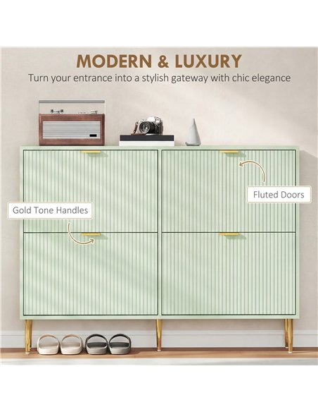 HOMCOM Elegant Four-Drawer Shoe Cabinet - Light Green - pic 191005 | FastDaddyshop