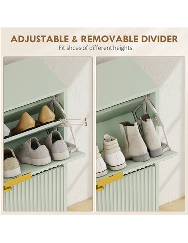 HOMCOM Elegant Four-Drawer Shoe Cabinet - Light Green
