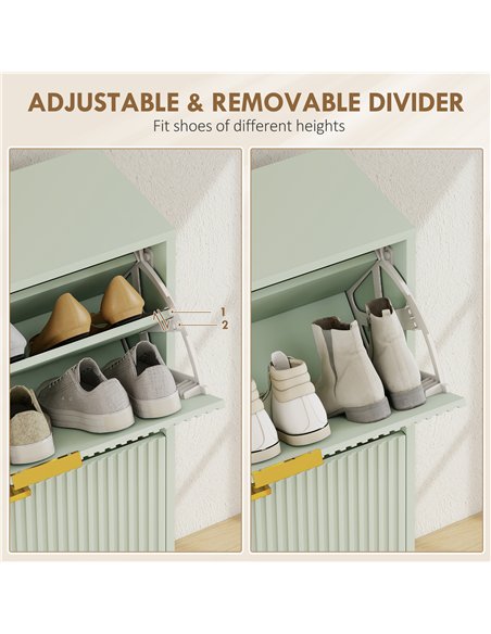 HOMCOM Elegant Four-Drawer Shoe Cabinet - Light Green - pic 191007 | FastDaddyshop
