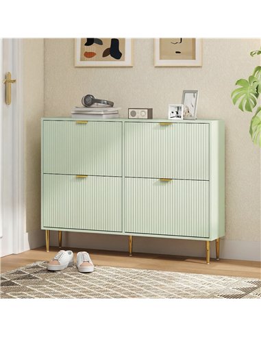 HOMCOM Elegant Four-Drawer Shoe Cabinet - Light Green