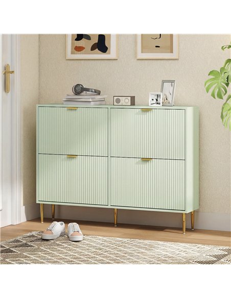 HOMCOM Elegant Four-Drawer Shoe Cabinet - Light Green - pic 191009 | FastDaddyshop
