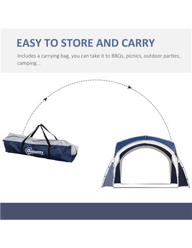 Outsunny 3.5 x 3.5M Gazebo Outdoor Marquee Tent Garden Sun Shelter Patio Spire Arc Pavilion Camp Sun Shade Blue and Grey