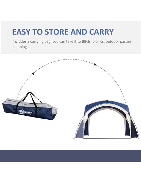 Outsunny 3.5 x 3.5M Gazebo Outdoor Marquee Tent Garden Sun Shelter Patio Spire Arc Pavilion Camp Sun Shade Blue and Grey - pic 19101 | FastDaddyshop