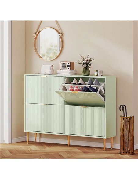 HOMCOM Elegant Four-Drawer Shoe Cabinet - Light Green - pic 191010 | FastDaddyshop