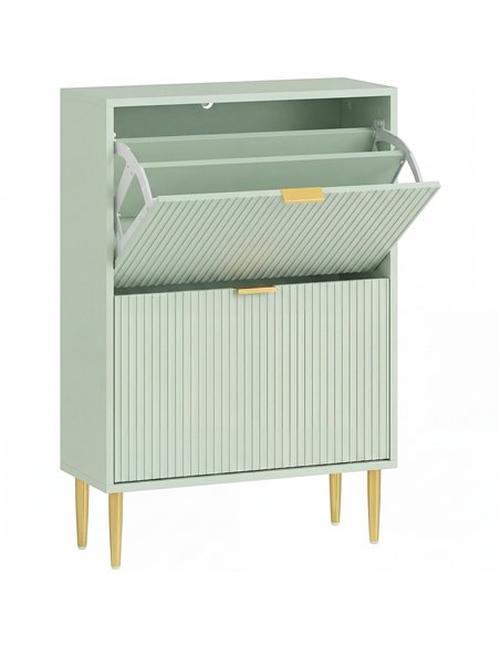HOMCOM Elegant Two-Drawer Shoe Cabinet - Light Green - pic 191011 | FastDaddyshop