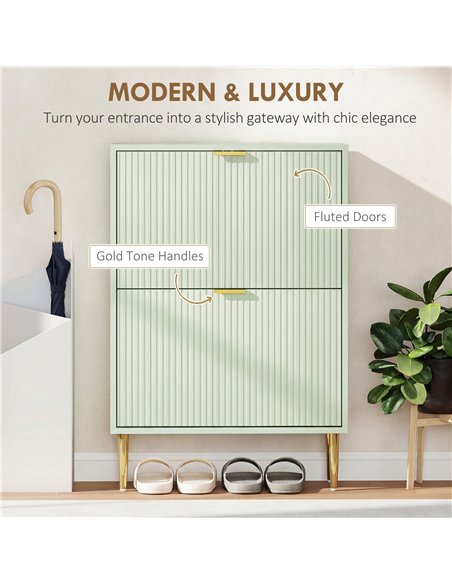 HOMCOM Elegant Two-Drawer Shoe Cabinet - Light Green - pic 191014 | FastDaddyshop