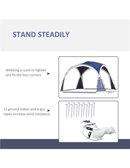 Outsunny 3.5 x 3.5M Gazebo Outdoor Marquee Tent Garden Sun Shelter Patio Spire Arc Pavilion Camp Sun Shade Blue and Grey - pic 19102 | FastDaddyshop