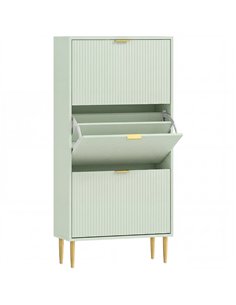 HOMCOM Elegant Three-Drawer Shoe Cabinet - Light Green