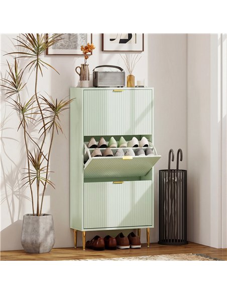 HOMCOM Elegant Three-Drawer Shoe Cabinet - Light Green - pic 191021 | FastDaddyshop