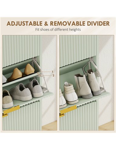 HOMCOM Elegant Three-Drawer Shoe Cabinet - Light Green