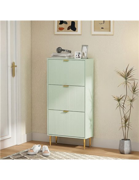 HOMCOM Elegant Three-Drawer Shoe Cabinet - Light Green - pic 191027 | FastDaddyshop