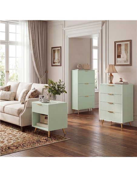 HOMCOM Elegant Three-Drawer Shoe Cabinet - Light Green - pic 191028 | FastDaddyshop