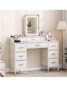 HOMCOM Multi-Storage Elegant Dressing Table, with LED Mirror - White 2