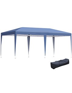 Outsunny 6x3m Pop Up Gazebo with 2-Roof Foldable Canopy Tent, Carrying Bag, Blue