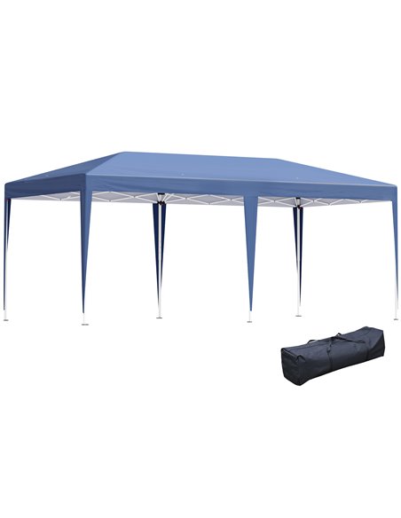 Outsunny 6x3m Pop Up Gazebo with 2-Roof Foldable Canopy Tent, Carrying Bag, Blue - pic 19105 | FastDaddyshop