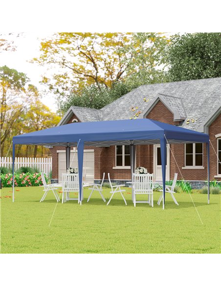 Outsunny 6x3m Pop Up Gazebo with 2-Roof Foldable Canopy Tent, Carrying Bag, Blue - pic 19106 | FastDaddyshop