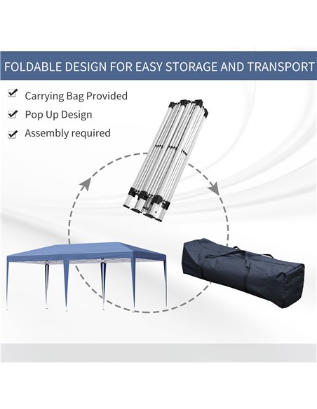 Outsunny 6x3m Pop Up Gazebo with 2-Roof Foldable Canopy Tent, Carrying Bag, Blue - pic 19108 | FastDaddyshop
