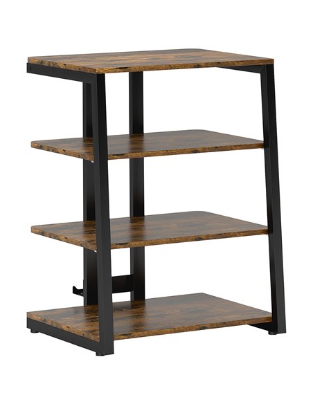 HOMCOM HiFi Stand, with Four Storage Shelves - Rustic Brown - pic 191083 | FastDaddyshop