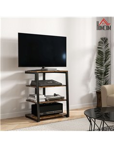HOMCOM HiFi Stand, with Four Storage Shelves - Rustic Brown 2