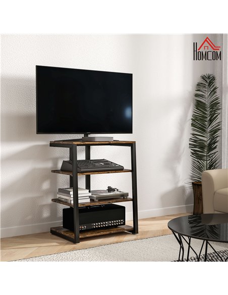 HOMCOM HiFi Stand, with Four Storage Shelves - Rustic Brown - pic 191084 | FastDaddyshop