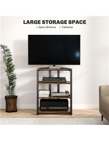 HOMCOM HiFi Stand, with Four Storage Shelves - Rustic Brown