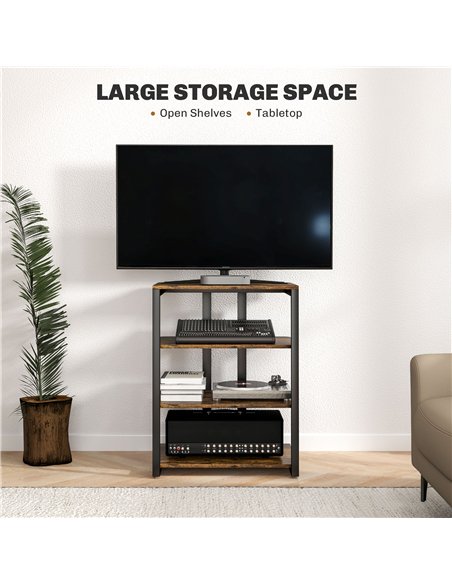 HOMCOM HiFi Stand, with Four Storage Shelves - Rustic Brown - pic 191086 | FastDaddyshop