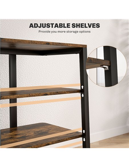 HOMCOM HiFi Stand, with Four Storage Shelves - Rustic Brown - pic 191087 | FastDaddyshop