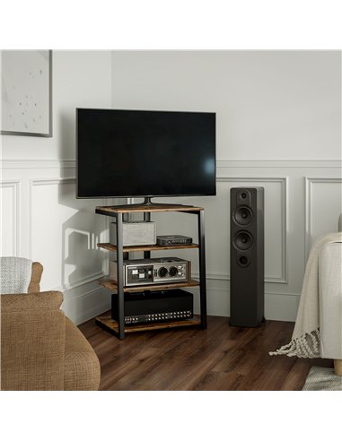 HOMCOM HiFi Stand, with Four Storage Shelves - Rustic Brown