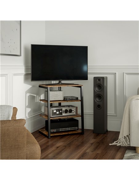 HOMCOM HiFi Stand, with Four Storage Shelves - Rustic Brown - pic 191091 | FastDaddyshop