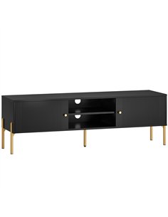 HOMCOM TV Stand for TVs up to 65", Entertainment Center with 2 Open Shelves, 2 Cabinets and Steel Legs for Living Room, Black