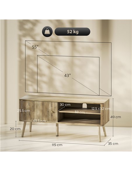 HOMCOM TV Stand Cabinet for TVs up to 55" - Oak - pic 191103 | FastDaddyshop