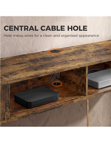 HOMCOM Wall Mounted TV Stand with RGB LED Lights, Floating Entertainment Centre for 75 Inch TV, Rustic Brown