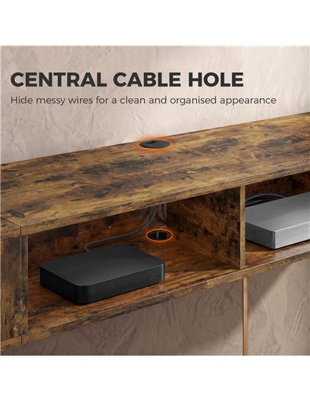 HOMCOM Wall Mounted TV Stand with RGB LED Lights, Floating Entertainment Centre for 75 Inch TV, Rustic Brown - pic 191116 | FastDaddyshop