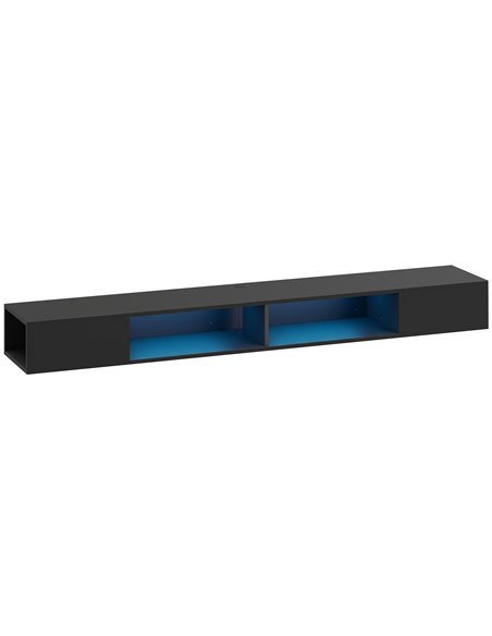 HOMCOM Wall Mounted TV Stand with RGB LED Lights, Floating Entertainment Centre for 75 Inch TV, Black - pic 191119 | FastDaddyshop