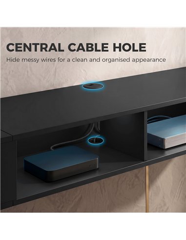 HOMCOM Wall Mounted TV Stand with RGB LED Lights, Floating Entertainment Centre for 75 Inch TV, Black