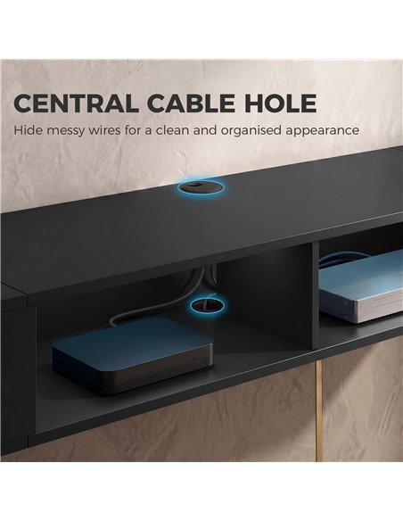 HOMCOM Wall Mounted TV Stand with RGB LED Lights, Floating Entertainment Centre for 75 Inch TV, Black - pic 191125 | FastDaddyshop