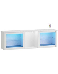 HOMCOM 70in TV Stand, with LED Lights and Storage - White