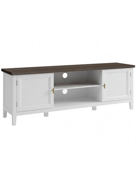 HOMCOM TV Unit for TVs up to 42 Inch, Farmhouse Entertainment Centre with 2 Open Shelves, 2 Cabinets and Thick Top - pic 191137 | FastDaddyshop