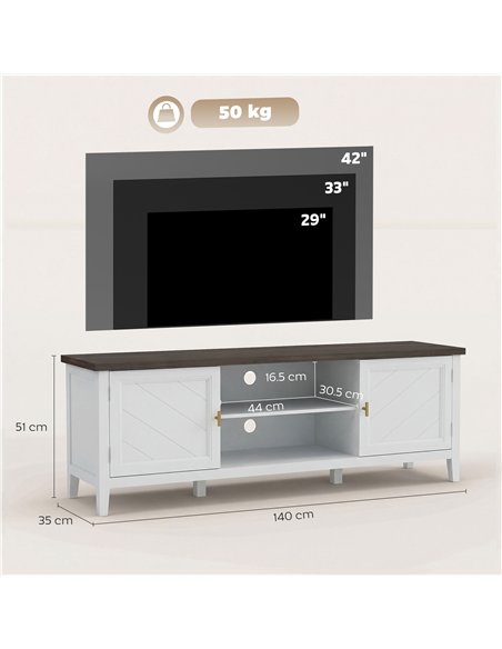 HOMCOM TV Unit for TVs up to 42 Inch, Farmhouse Entertainment Centre with 2 Open Shelves, 2 Cabinets and Thick Top - pic 191139 | FastDaddyshop