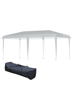 Outsunny Pop Up Gazebo, Double Roof Foldable Canopy Tent, Wedding Awning Canopy w/ Carrying Bag, 6 m x 3 m x 2.65 m, Grey