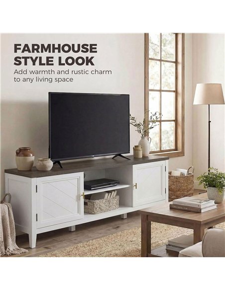HOMCOM TV Unit for TVs up to 42 Inch, Farmhouse Entertainment Centre with 2 Open Shelves, 2 Cabinets and Thick Top - pic 191140 | FastDaddyshop