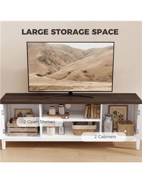 HOMCOM TV Unit for TVs up to 42 Inch, Farmhouse Entertainment Centre with 2 Open Shelves, 2 Cabinets and Thick Top - pic 191141 | FastDaddyshop