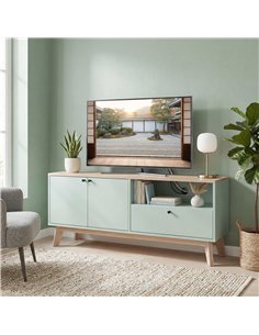 HOMCOM TV Stand Cabinet for Television up to 36 Inch, Modern TV Unit with 2 Doors, Entertainment Center with Adjustable Shelf 2
