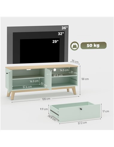 HOMCOM TV Stand Cabinet for Television up to 36 Inch, Modern TV Unit with 2 Doors, Entertainment Center with Adjustable Shelf