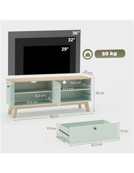 HOMCOM TV Stand Cabinet for Television up to 36 Inch, Modern TV Unit with 2 Doors, Entertainment Center with Adjustable Shelf - pic 191148 | FastDaddyshop